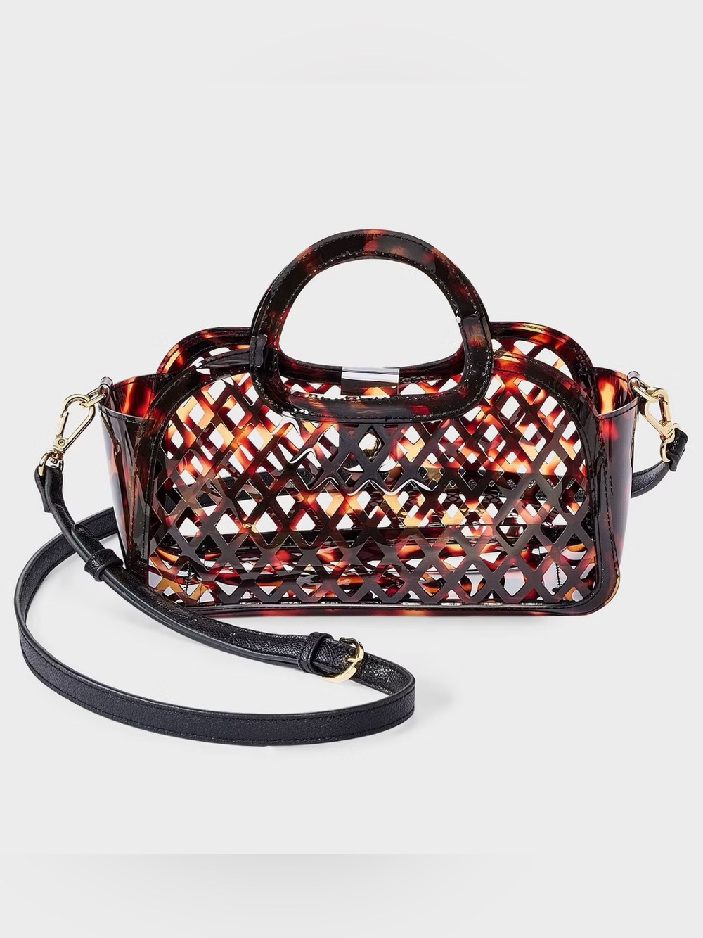 Womenโs Tortoise Jelly Mini Cage Tote Crossbody Bag from A New Day